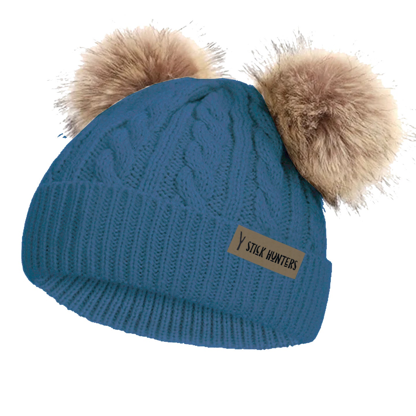 DOUBLE POMPOM WINTER BEANIE - PETROLEUM - AVAILABLE IN 3 SIZES