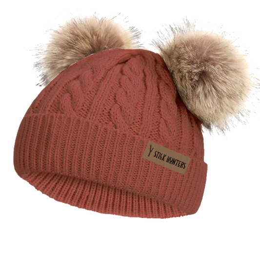 DOUBLE POMPOM WINTER BEANIE - TERRACOTA - AVAILABLE IN 3 SIZES
