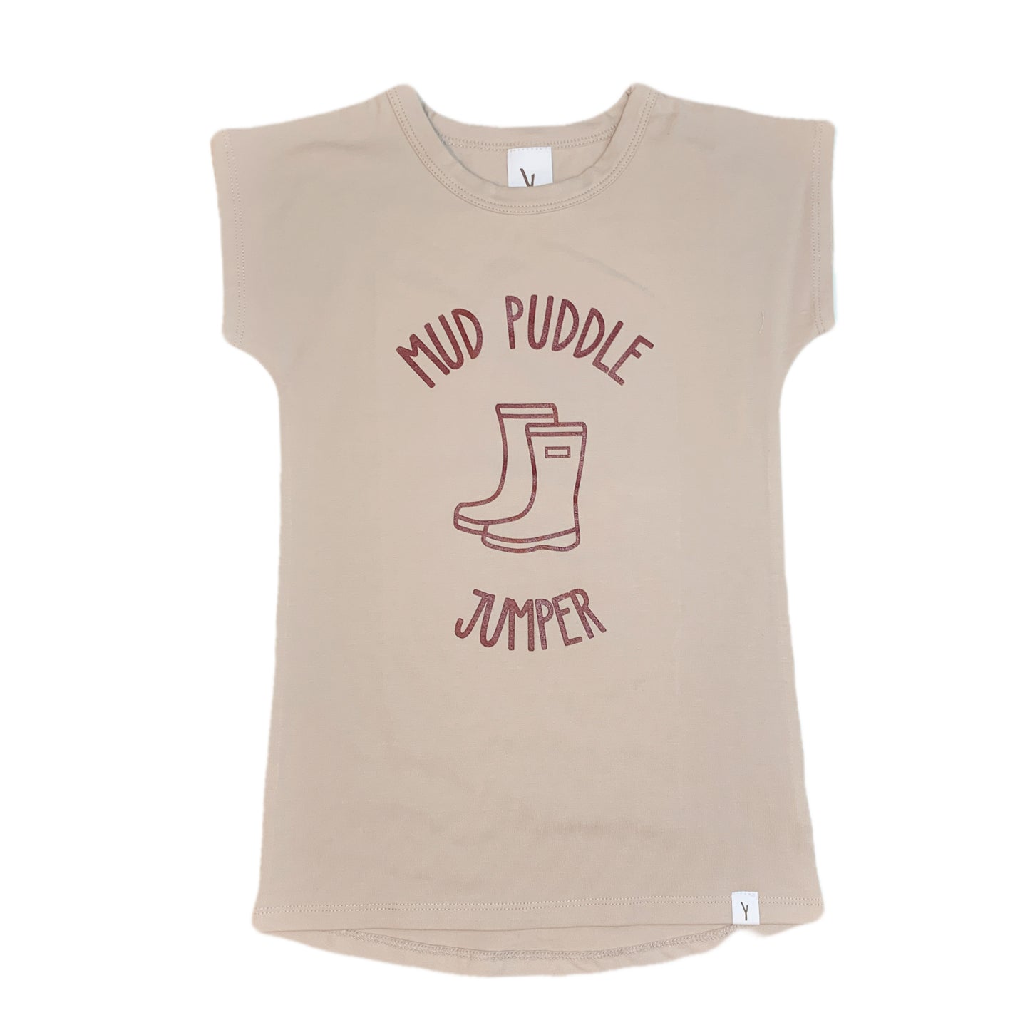 MUD PUDDLE JUMPER LONG T-SHIRT DRESS - SAND